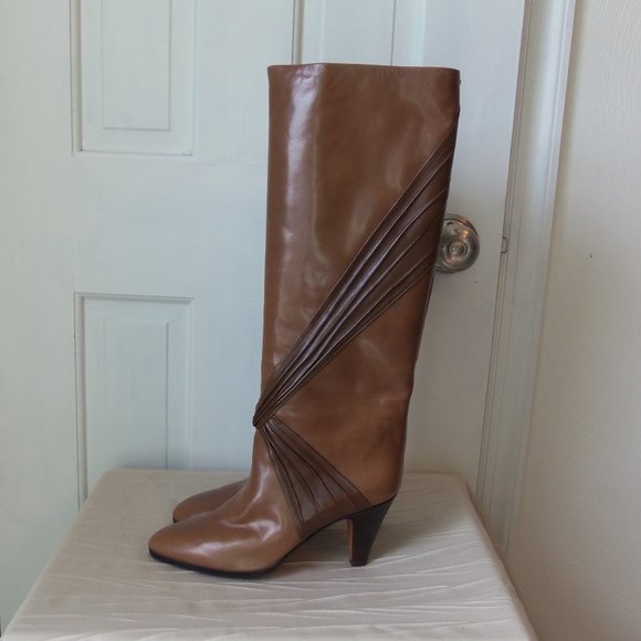 New Bally Pull On Boots Tan Leather Made in Italy sz 7.5 - Picture 2 of 16